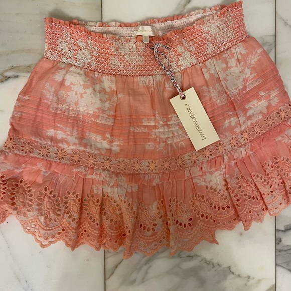 LoveShackFancy Coral Eyelet Jimena skirt - Picture 1 of 4